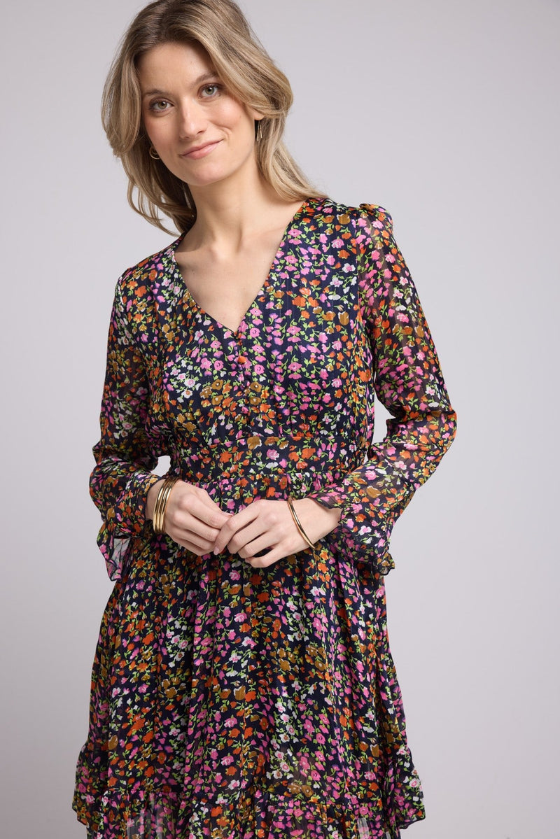 ROBE 62228/439 FLEURS MULTICOLOR MARINE