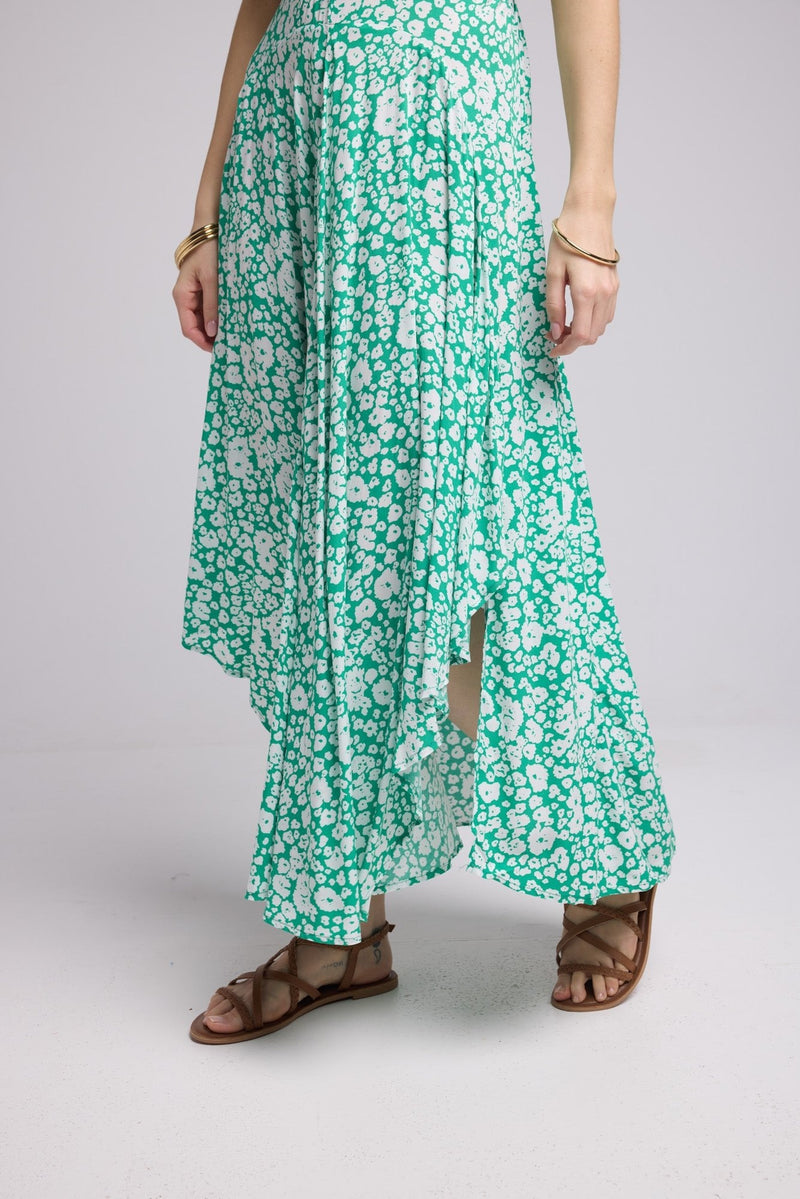 ROBE 62279V/1164 FLEURS BLANCHE BODY VERT