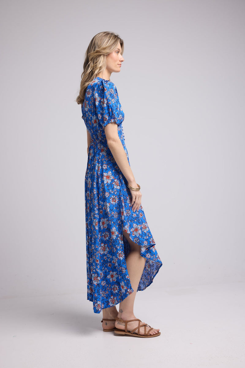 ROBE 62279V/BLEU FLEURS ROUGE 1107V