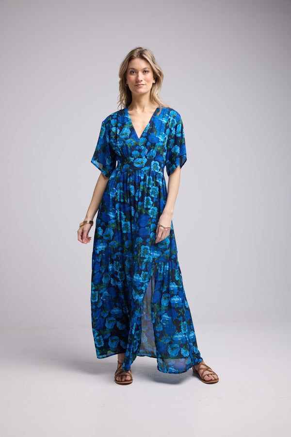 ROBE 62335/1064 FLEURS BLEU