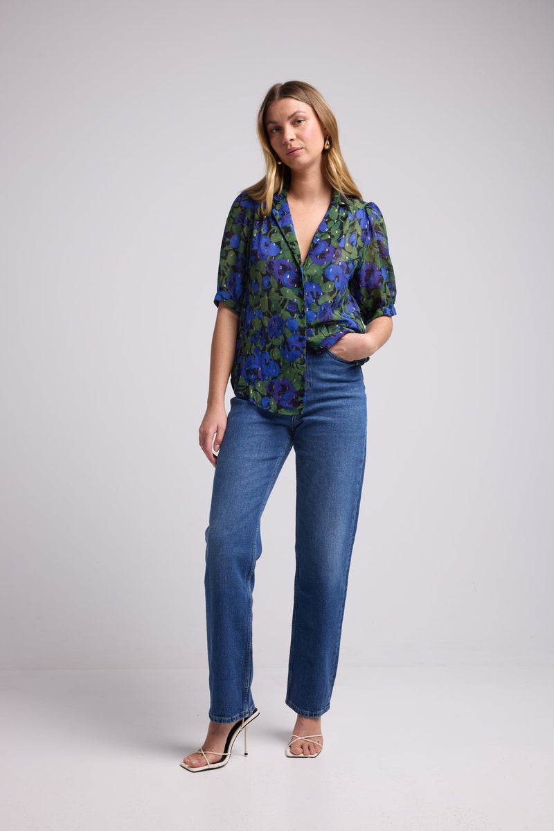 BLOUSE 62434 ALIX/502 FLEURS BLEU