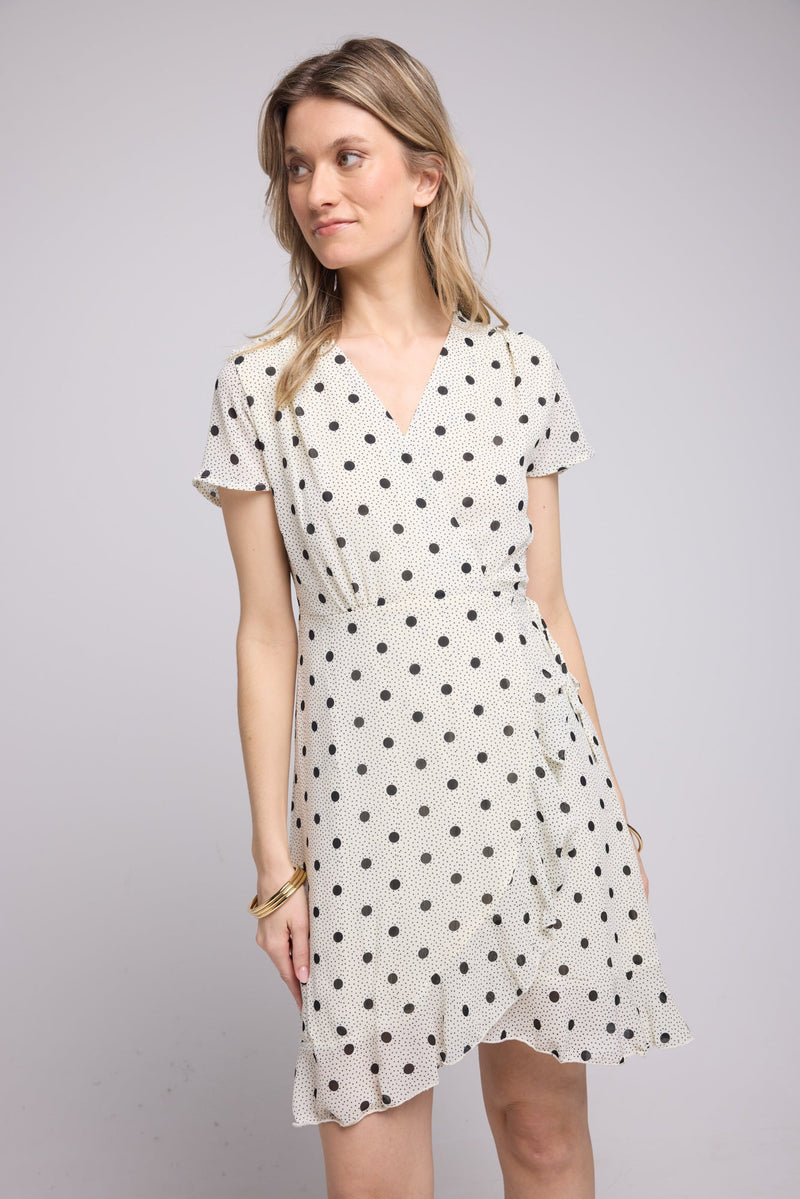 ROBE 63007/1072 POIS BLANC