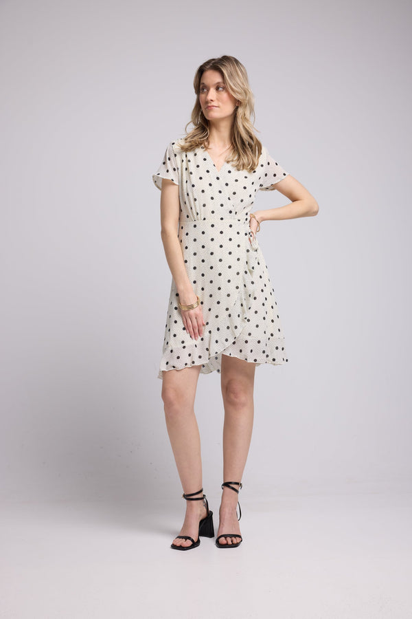 ROBE 63007/1072 POIS BLANC
