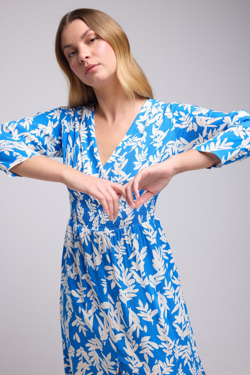 ROBE 63170/1428 FEUILLES BLEU