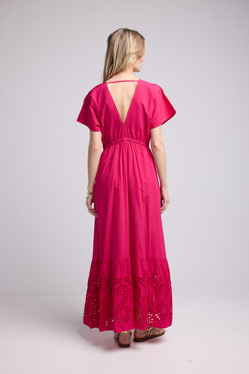 ROBE AMELIE LONG FUSHIA