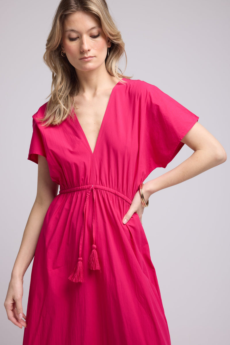 ROBE AMELIE LONG FUSHIA