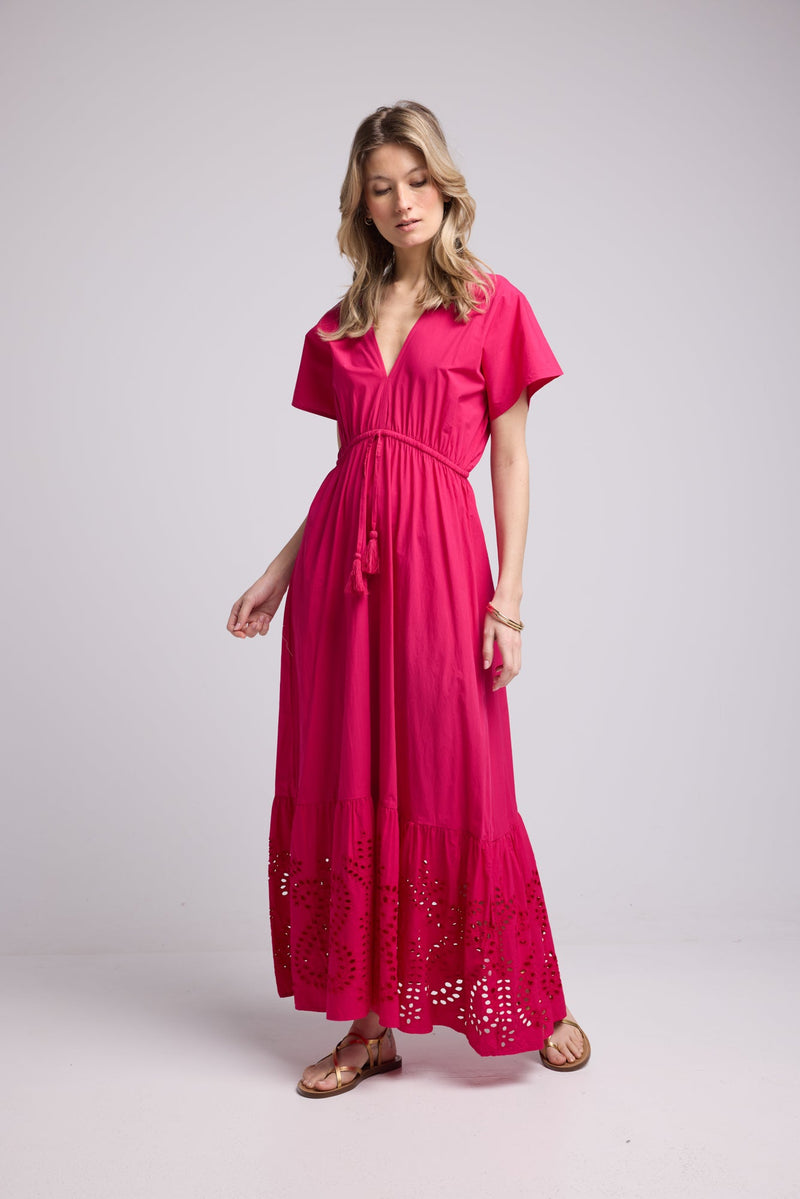 ROBE AMELIE LONG FUSHIA