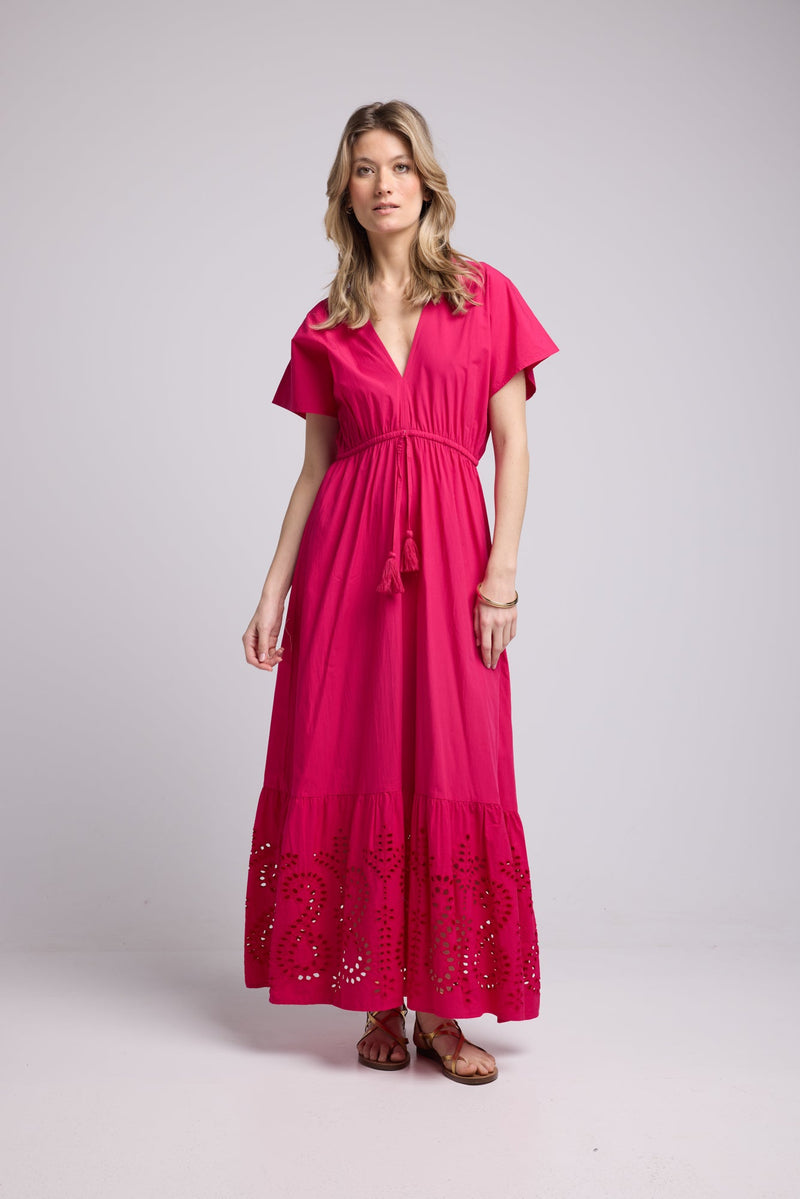 ROBE AMELIE LONG FUSHIA