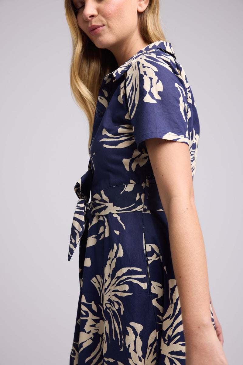 ROBE JANE/FLEUR NAVY BLANC P2302