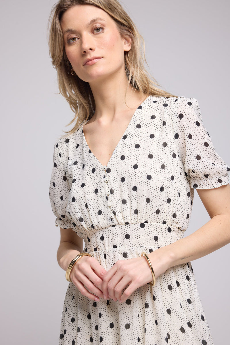ROBE LAELIA/1072 POIS BLANC