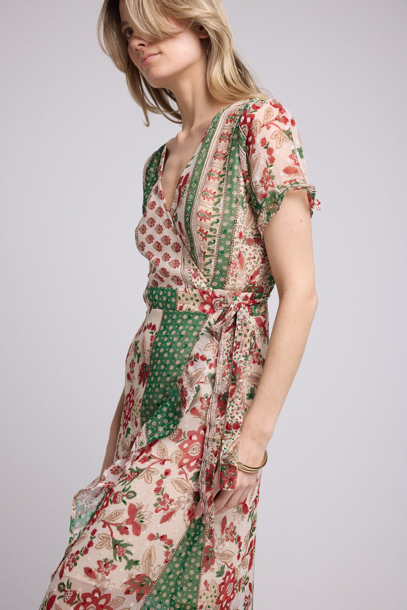 ROBE LILOU LONG GREEN PRINT