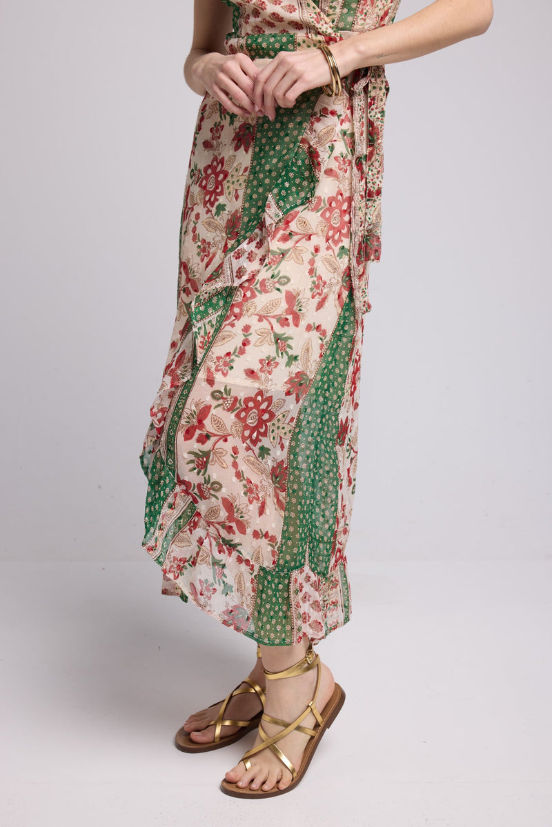 ROBE LILOU LONG GREEN PRINT