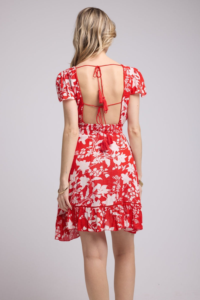 ROBE LORY SHORT/P816 GROSSES FLEURS ROUGE
