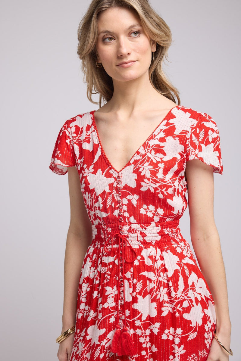 ROBE LORY SHORT/P816 GROSSES FLEURS ROUGE