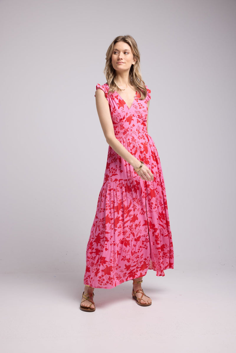ROBE PENNY LONG/PINK RED P821