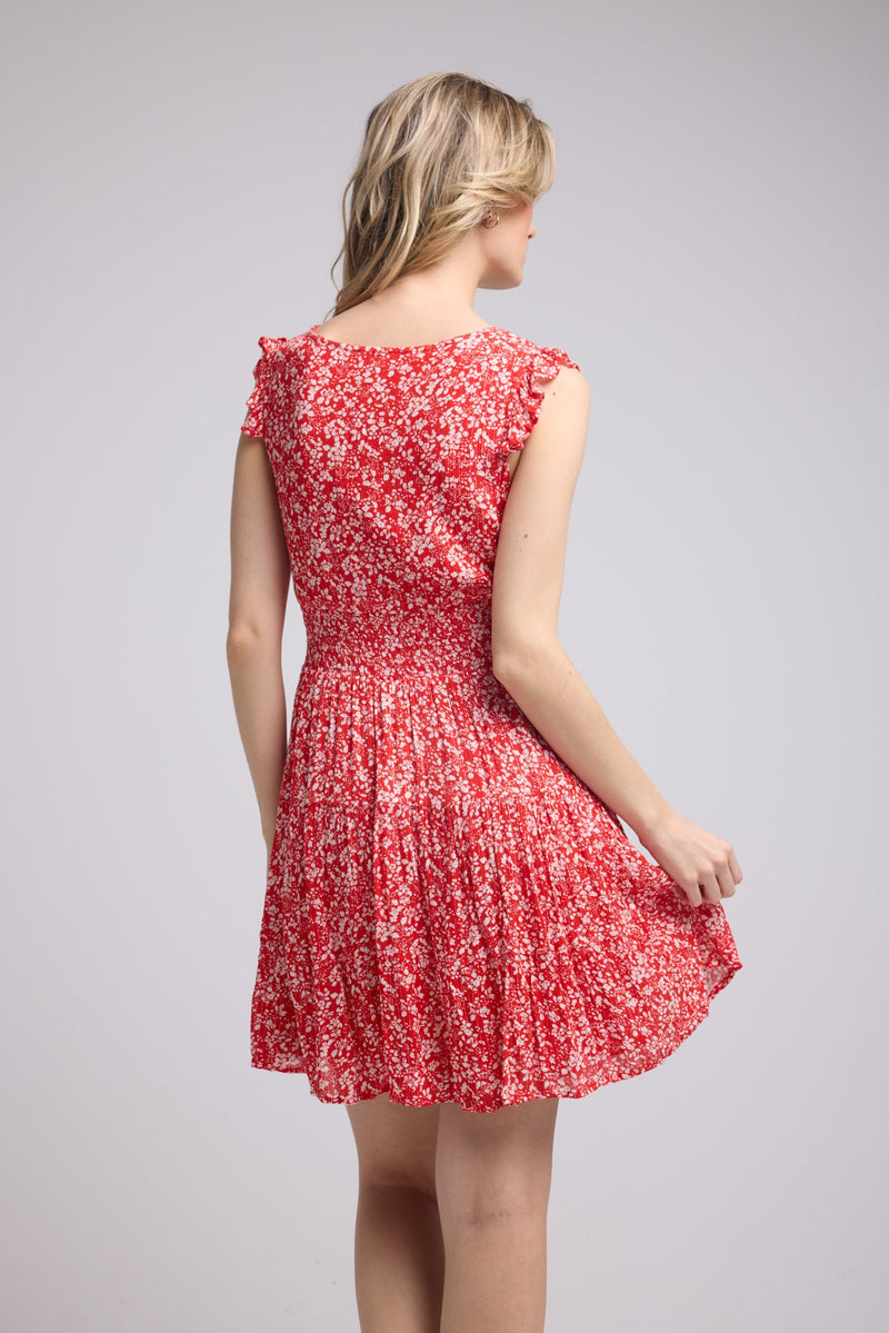 ROBE PENNY SHORT/FLEURS ROUGE P815