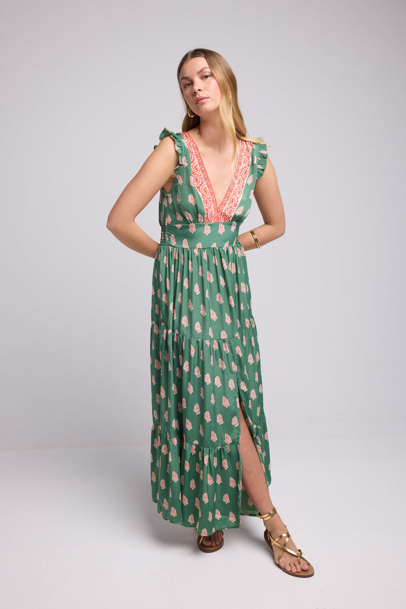 ROBE SANDY LONG GREEN P5003